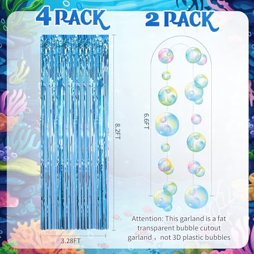 Chunful 12 Pcs Under the Sea Blue Jellyfish Lanterns Garlands Streamers - Image 3