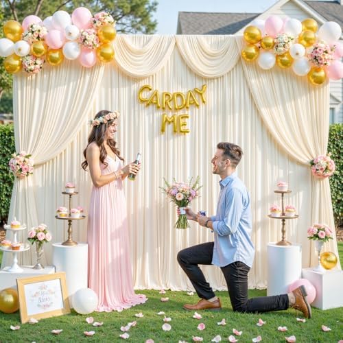 4 Panels Champagne Backdrop Curtain for Baby Shower Wrinkle Free 20ft x 10ft Backdrop Drapes Panels for Parties Wedding Bridal Shower Birthday Photo Photography Fabric Background Decoration - Image 2