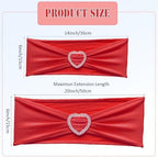 Red Chair Sashes 60 Pack Spandex Red Sashes for Chairs with Heart Buckle - Image 2