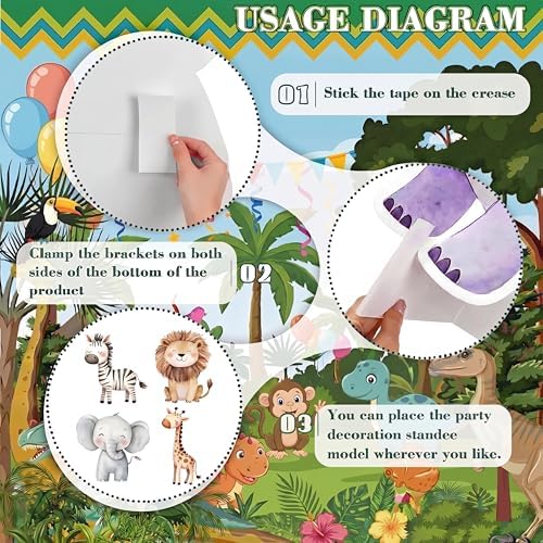 Gemscream 4 Pcs Fun to Be One Birthday Decor Lion Giraffe Zebra Cutouts - Image 5