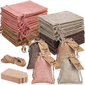 Woanger 100 Pcs Drawstring Burlap Gift Bags 4x6'' with Tags, Brown Pink Mix by Woanger