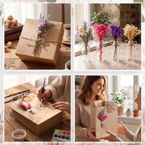 Kolldenn 24 Pack Rustic Gift Bags with Dried Flowers Bridal Shower - Image 7