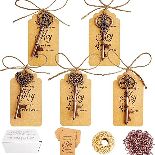 100 PCS Key Bottle Openers,Vintage Skeleton Key Bottle Openers for Wedding Favors,Wedding Party Gifts Souvenirs Decorations for Guests Bridal Shower Favors Bulk (Red copper) by WODEGIFT