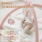 Washable Tummy Time Mat, Baby Play Gym with 6 Featured Toys, Baby Gym for Infant & Toddler, Larger Baby Play Mat, Deluxe Baby Play Mats for Floor, Sensory and Motor Skill Development, Non Slip, Pink - Image 2