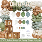 Let the Adventure Begin Baby Shower Decorations, 131 PCs Adventure Awaits Baby Shower Party Supplies with Mountain Backdrop, Balloon Garland, Mom to Be Sash for Boys Forest Woodland Party - Image 3