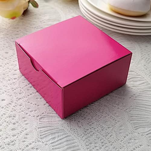 100 4 x 4 x 2" Fuchsia Cake Wedding Favors Boxes with Tuck Top for Wedding Party Birthday Candy Gifts Decorations - Image 2