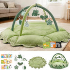 5-in-1 Baby Activity Gym & Play Mat with 6 Hanging Toys, Tummy Time Mat & Cards - Extra Large, Reversible Machine Washable Pad - Gift for Newborns, Infants 0-12 Months, Green by Unknown