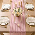 Artoid Mode 6-Pack Pearl Pastel Pink Gauze Table Runner 10FT Home Decor - Image 5