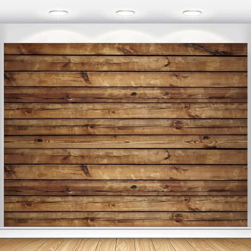 Wood Backdrop for Photoshoot Brown Wooden Panel Rustic Photo Background for Video Zoom Podcast Studio Office Wall Decor Baby Shower Birthday Wedding Party Banner Decorations Polyester Fabric 10x8ft by Unknown