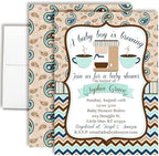 Amanda Creation 20 Custom Baby Shower Invitations with Envelopes – Personalized A Baby is Brewing Coffee Bean Themed Invite Set for Baby Boy, 5x7 Custom Cards, Made in USA by AmandaCreation
