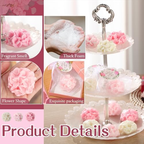 Demissle 24 Pack Flower Soap party Favors for guest, Hydrangea, Pink - Image 3