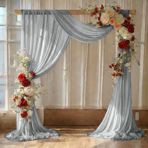Pack of 1 Wedding Arch Drape Panel Fabric 30" x 40ft - Grey by MDS