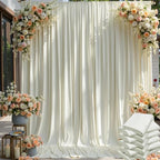 50×12ft Wrinkle Free Ivory Backdrop Curtain for Wedding Parties, 10 Panels 5×12ft Long Soft Silky Polyester Backdrop Drapes Cream Photo Back Drop Curtains for Party Photography Background Cloth by ENJOYYOURPARTY