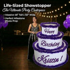 Anderson's White & Purple Personalized Pop-Out Birthday Cake, Life-Size Faux Cake with Script Font, Custom Name, Surprise Reveal Prop for Milestone Parties, Photo Ops, Store or Business Events - Image 4