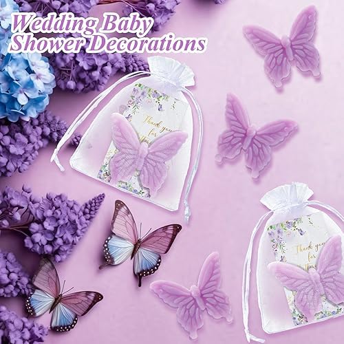Dunzy 100 Set Butterfly Soaps Party Favors with Cards,Purple - Image 6