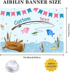 AIBIIN Fishing Gender Reveal Custom Backdrop Blue and Pink Fish He Or Fish She What Will Baby Be Personalized Background Ocean Boy or Girl Gender Reveal Party Banner Photo Prop 8x6ft - Image 2