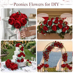 50Pcs Peonies Artificial Flowers Bulk, 4’’ Burgundy - Image 4