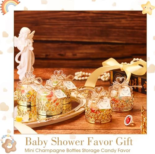 Jingmore 60 Sets Mini Crown Candy Boxes with Thank You Tags and Twine Plastic Candy Containers Storage Boxes Decorative for Wedding Baby Shower Princess Birthday Party Supplies(Gold,Swan) - Image 6