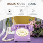 Audio Guest Book Wedding Phone,32GB Memory Customized Audio Messages, Volume Adjustable, with Message Replay Feature, Suitable for All Kinds of Party(Purple+Golden Sign) - Image 3