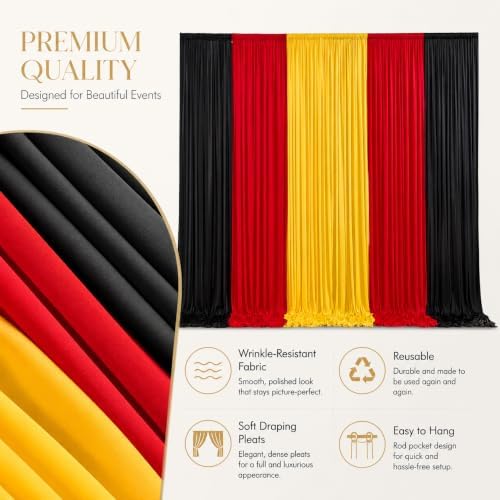 Red Black Yellow Backdrop Curtains 10x7FT, Wrinkle-Free Fabric Photo Backdrop Curtains for Mexican Fiesta Party, Latin Theme, Carnival Decor, Hip Hop Birthday, Soccer Watch, Cultural Event - Image 3