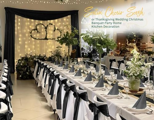 60 PCS Black Satin Chair Sashes, 7 x 108 Inch - Image 7