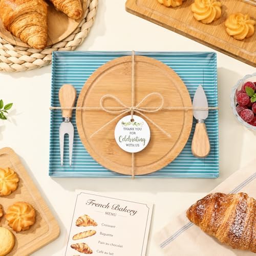 6 Set Bridal Baby Shower Cheese Prizes Wooden Serving Round Board - Image 5