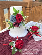 CherishedMoments 3Pcs Pre-Made Cake Flowers,Burgundy Wedding Cake Decor - Image 6
