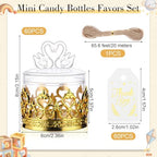 Jingmore 60 Sets Mini Crown Candy Boxes with Thank You Tags and Twine Plastic Candy Containers Storage Boxes Decorative for Wedding Baby Shower Princess Birthday Party Supplies(Gold,Swan) - Image 2