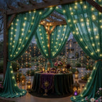 20ft x 10ft Emerald Green Chiffon Backdrop Curtain with Lights String for Parties,4 Panels Sheer Curtain Wedding Photo Backdrop for Baby Shower Birthday Party Ceremony Reception Home Decorations - Image 7