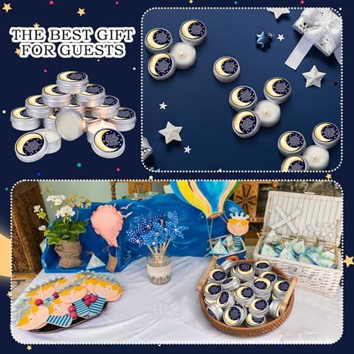 MTLEE 50 Pcs Over The Moon Baby Shower Candles 1 Oz, Blue - Image 5