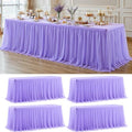 4 Pack Lavender Tablecloth for 8 Foot Rectangle Tables Tulle Table Skirt by PartyTalk