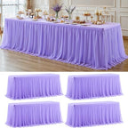 4 Pack Lavender Tablecloth for 8 Foot Rectangle Tables Tulle Table Skirt by PartyTalk