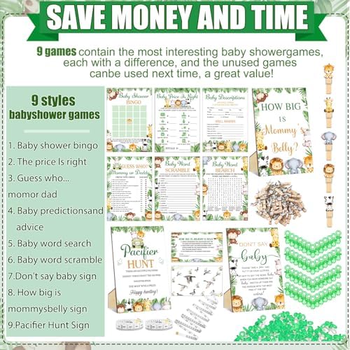 Sherr 476 Pcs Safari Baby Shower Games, 6 Sets Jungle Animal Activities - Image 4