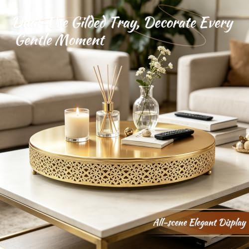 Cake Stand, Metal Round Cupcake Dessert Stand Cake Display Holder Cookies Fruit Serving Tray Decor for Wedding Party Birthday Baby Showers Anniversary (18 in, Dark Gold) - Image 5