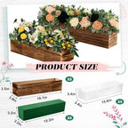 Dandat 5 Set Wood Rectangle Boxes 16x4 Inch Rustic Planter with Liner - Image 2