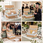 Gerrii Wedding Party Decoration 12 x 9.4 x 5.3 in Large Wicker Storage Basket with Lid Wedding Card Box and Card Banner Set Money Envelope Box Gift for Baby Shower Favor Supplies(Sage Green Plaid) - Image 4