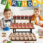 Cupcake Stand for 50 Cupcakes, Wood Metal Riser Dessert Table Display Stand - Image 2