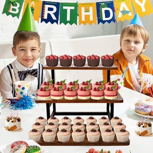 Cupcake Stand for 50 Cupcakes, Wood Metal Riser Dessert Table Display Stand - Image 2
