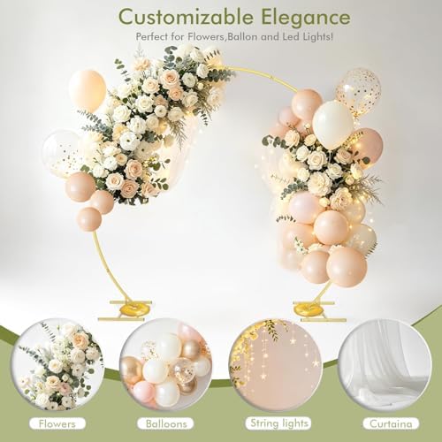 EMART Round Backdrop Stand 8FT Gold Balloon Arch Stand Metal Circle Arch - Image 5