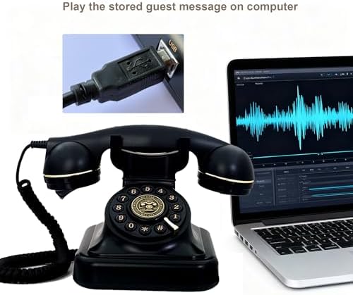 Audio Guest Book Wedding Phone, Vintage Telephone Recorder Wedding Guest Book, Retro Voice Recording Phone for Birthdays Party/Graduation/Baby Shower/Retirement/Special Occasions (Black) - Image 6