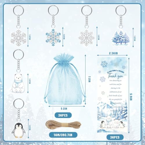 145 Pcs Baby It’s Cold Outside Baby Shower Favors for Guests, Winter Wonderland Retractable Ballpoint Pens, Keychains, Thank You Cards, Gift Bags, Gender Reveal Party Souvenirs Bulk Party Prizes - Image 3