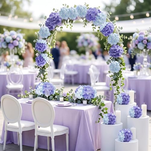 Auihiay 64Pcs Purple Hydrangea Artificial Flowers, Faux Hydrangea Flowers - Image 6