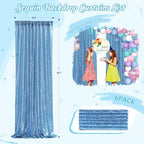 Baby Blue Backdrop Curtains for Party Sequin Fabric 12ftx8ft for Wedding - Image 2