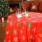 Ganeen 12 Pcs Round Snowflake Tablecloth 84 Inch Red Plastic Party Cover - Image 3