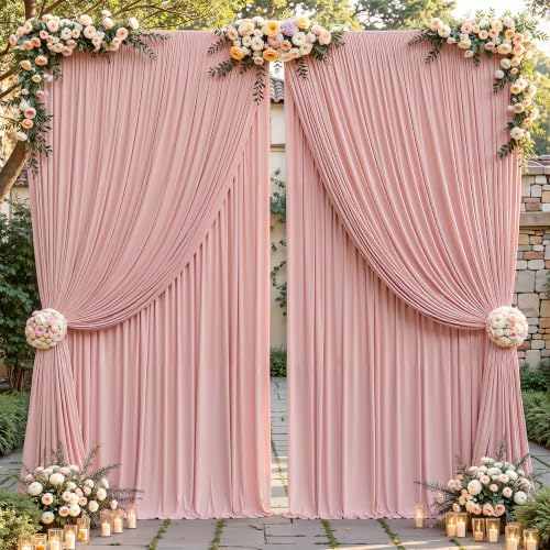 24ftx10ft Wrinkle Free Dusty Rose Backdrop Curtain - 10 Feet Photography Backdrop Drapes, Silky Polyester Back Drop Cloth for Wedding Baby Shower Balloon Arch Background by Unknown