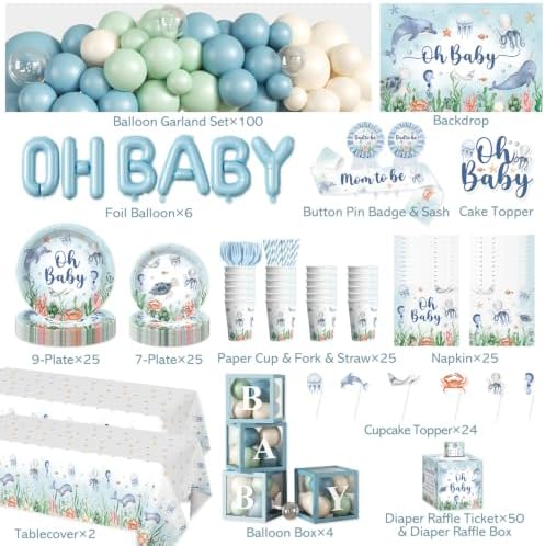 Cocomigo 347PCS Under the Sea Baby Shower Decorations Set Serves 25 - Image 2