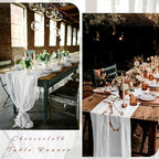 12 Pcs White Cheesecloth Table Runner 10FT Runner for Tables Gauze Fabric Boho Cheese Cloth Table Runner Decoration Rustic Semi Sheer Runner for Wedding Birthday Holiday Bridal Shower Party (White) - Image 5
