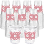 100 Pcs Pink Cielito Lindo Plastic Cups for Baby Shower Wedding by Ferrochef