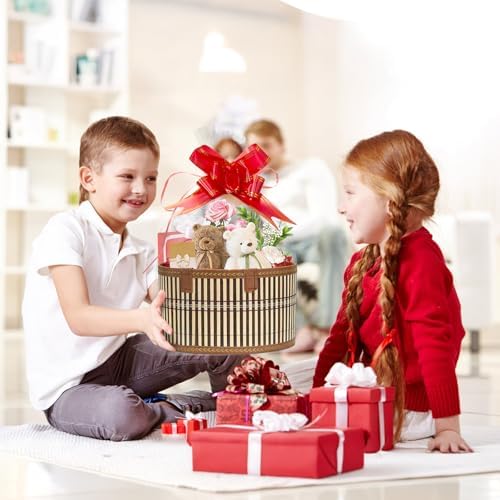 Baskets for Gifts Empty Set of 4, Bamboo Woven Gift Basket with Wrap Bags, Pull Bows, Raffia, Greeting Cards – Gift Basket Making Kit for Birthday, Shower, Housewarming - Image 5