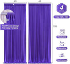 Purple Backdrop Curtains 4 Panels - Wrinkle-Free Polyester Photography Drapes for Baby Shower & Birthday Party - 16 X 10FT - Image 2